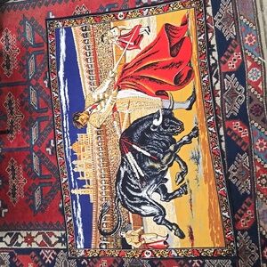 Vintage Spanish Bullfighting Tapestry Matador Wall Hanging Retro Home Decor